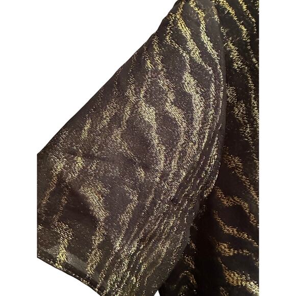 Michael Kors Size 8 Metallic Animal Print Shift Dress Short Sleeve Black Gold - Picture 3 of 9